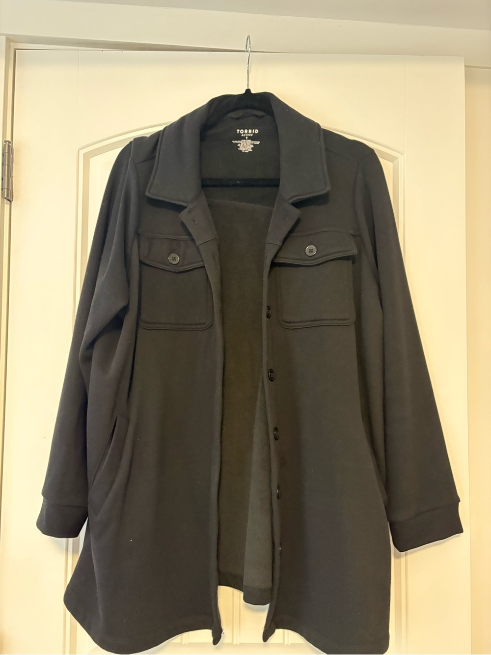 torrid Black Button-Front Utility Jacket with Chest Pockets